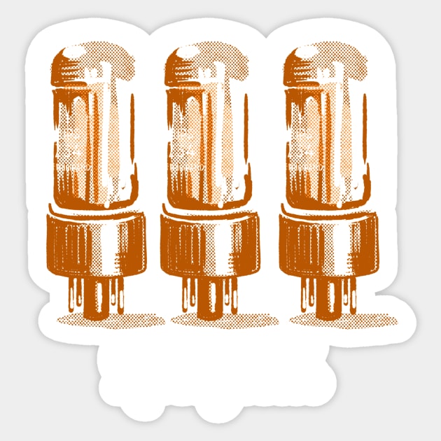 Glowing amplifier vacuum tubes in vintage style Sticker by SerifsWhiskey